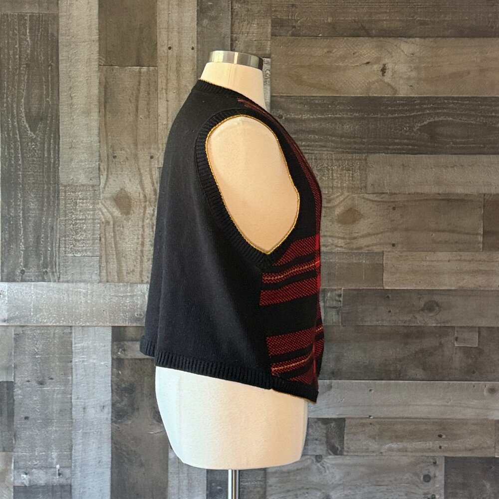 Maggie McNaughton vintage plaid sweater vest Xlarge Christmas holiday party - Picture 8 of 10